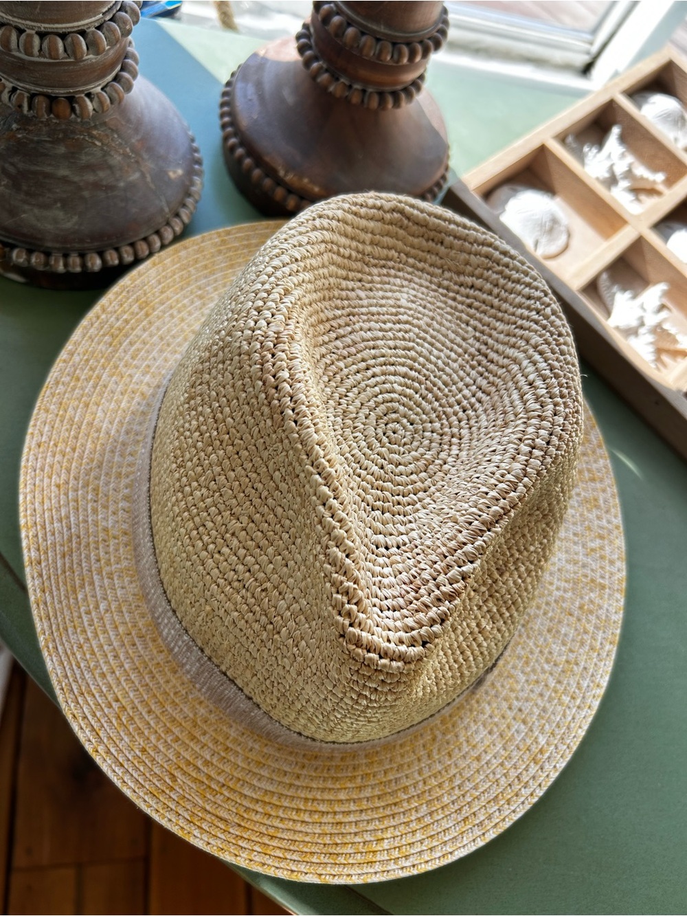 Made in Italy 🇮🇹 Real Toyo Natural Straw Fedora Hat – – Size S (55 cm / 6 7/8) - Picture 9 of 9